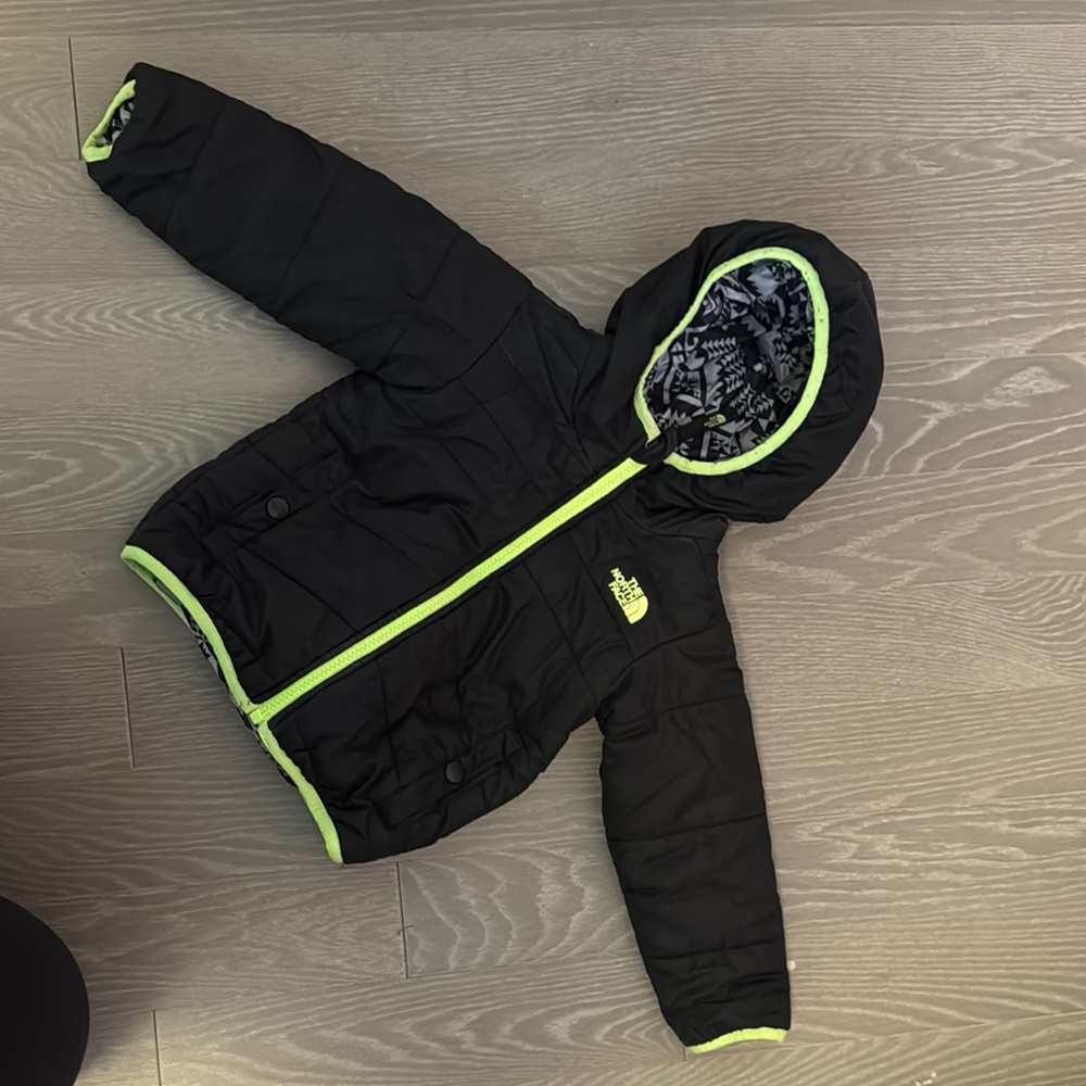 The North Face Black Jacket with Green Trim
